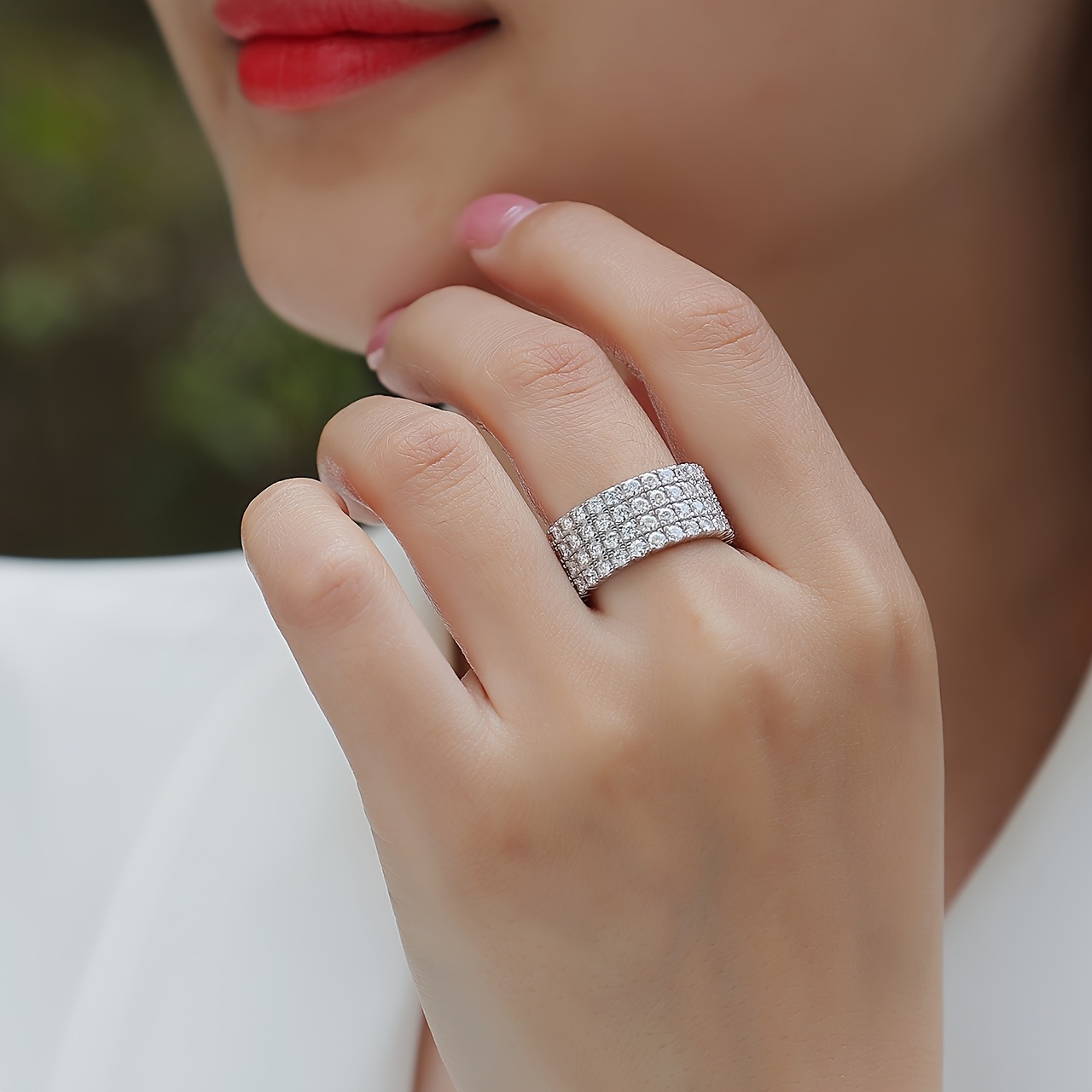 925 Silver Moissanite Women's Ring, Classic Design Engagement Ring