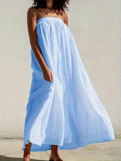 xxl maxi dress summer Qiuombbp Plus Size Overall Dress for Women Casual Loose Fit Sleeveless Maxi Dresses Summer A-Line Flowy jumper Dress Beach Swimsuit Cover Ups Wine XXL