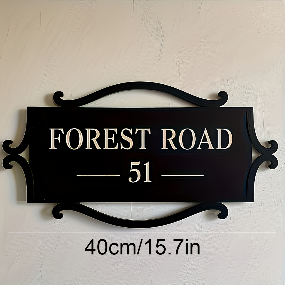 TEMU Custom Address Plaque - Personalized With , Featuring A Stunning Black Frame, Vintage-style Wall-mounted House Number, Elegant Calligraphy And