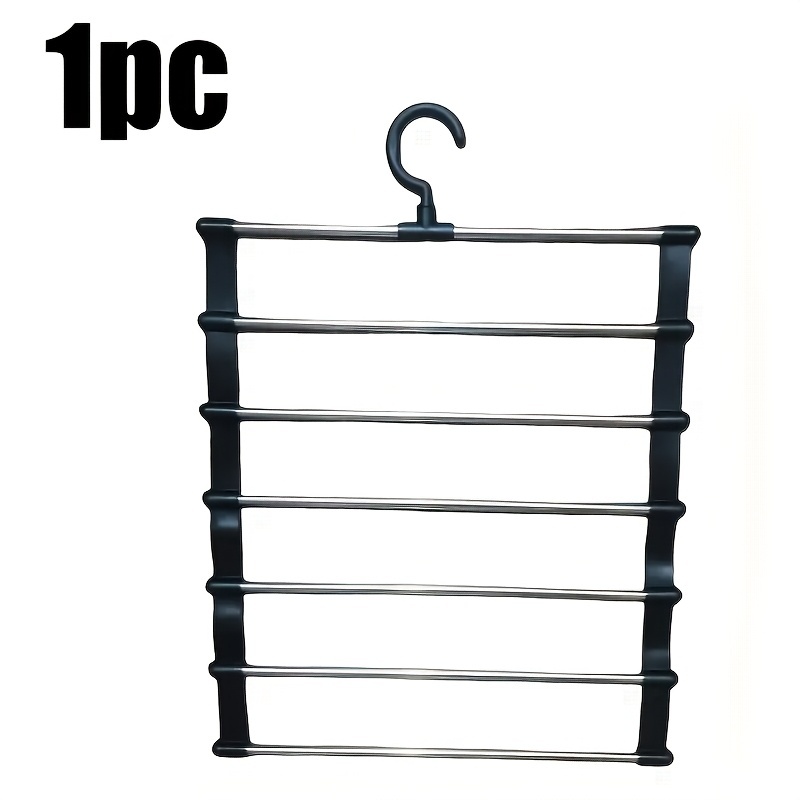 TEMU 1pc Textured Metal Trouser Rack, Space-saving Clever Design 7-layer Clothes Rack, Available For Christmas, Halloween, Father's Day, Mother's Day