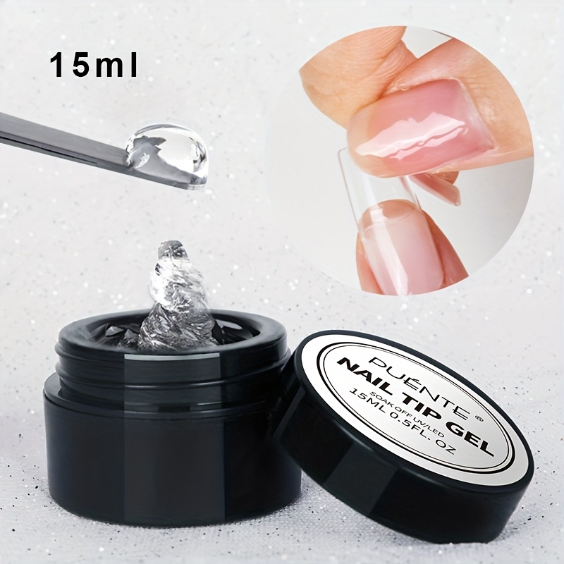 Image of Puente Solid Nail Tips Gel For False Nail Extension, Stick-on Rhinestones, Nail Art, Clear Hand Hard Gel For Manicure, Requires /led Lamp Cured Gel Nail Polish, For Home Nail Salon Use