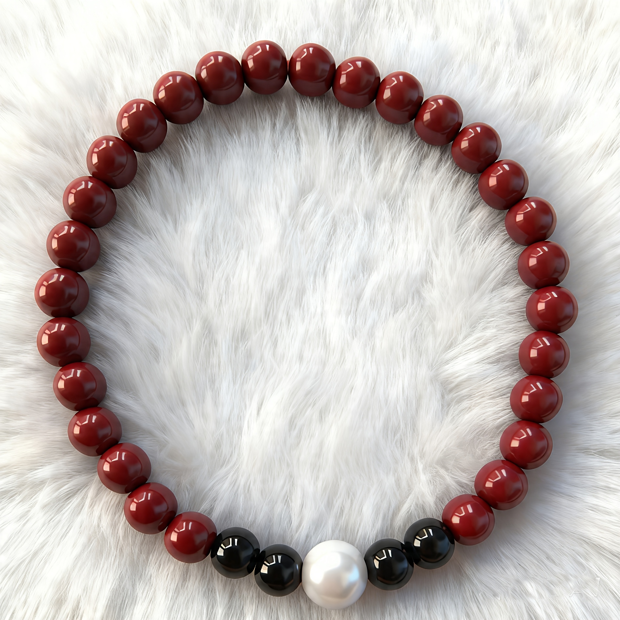 Cinnabar Bead Bracelet, Unisex Amulet for Meditation