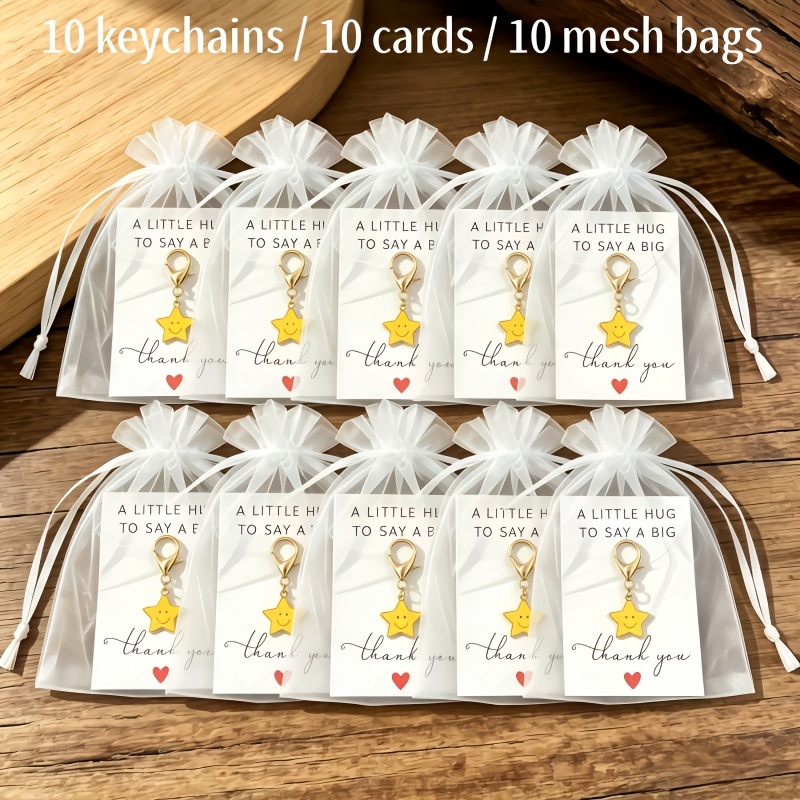 TEMU 30pcs Keychain Set, Includes 10 Keychains/10 Cards/10 Mesh Bags. Mother's Day Gift, Father's Day Gift, Thanksgiving Gift, 's Day Gift,