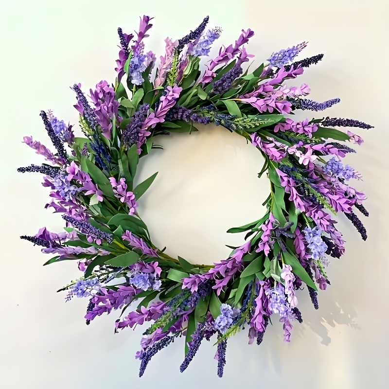 

20" Elegant Purple Lavender & Violet Wreath - Handcrafted Artificial Floral Garland For Spring/summer, Ideal For Front Door, Wall Hanging, Diy & Party Decorations