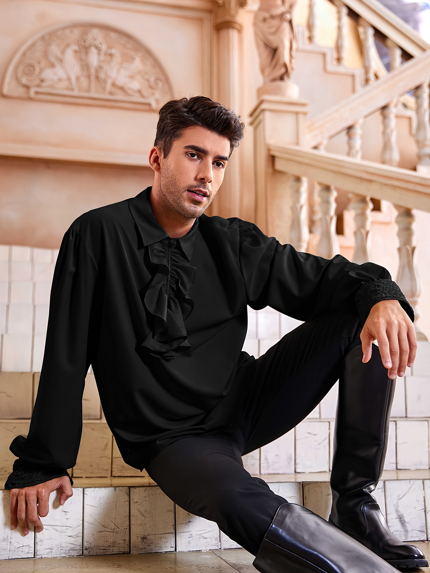 Camisa de pirata masculina com estilo vitoriano renascentista steampunk  camisas góticas traje medieval