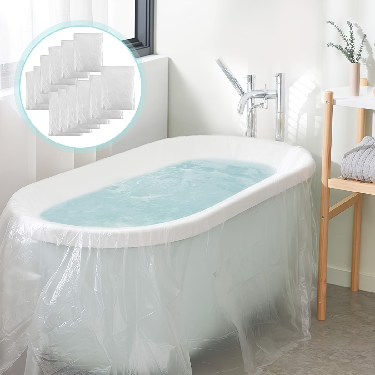 12 20 packs disposable bathtub cover liner large bathtub liner plastic bag for salon household and hotel bathtubs 102 x47inch