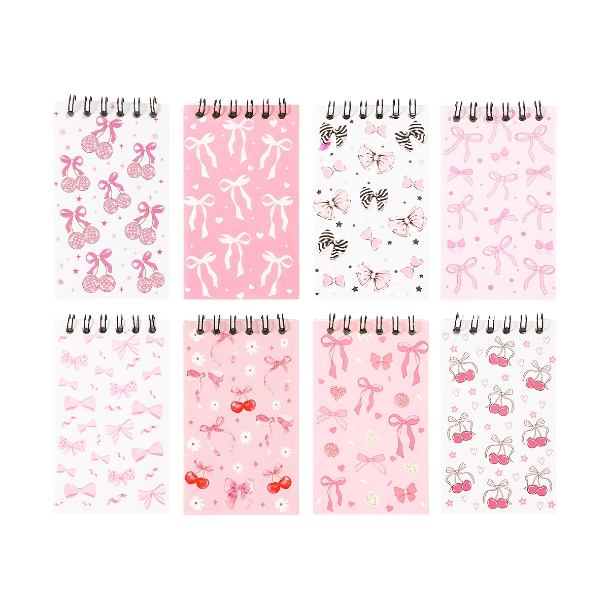 8pcs Bow Cherry Pattern Coil Notebooks for School Supplies