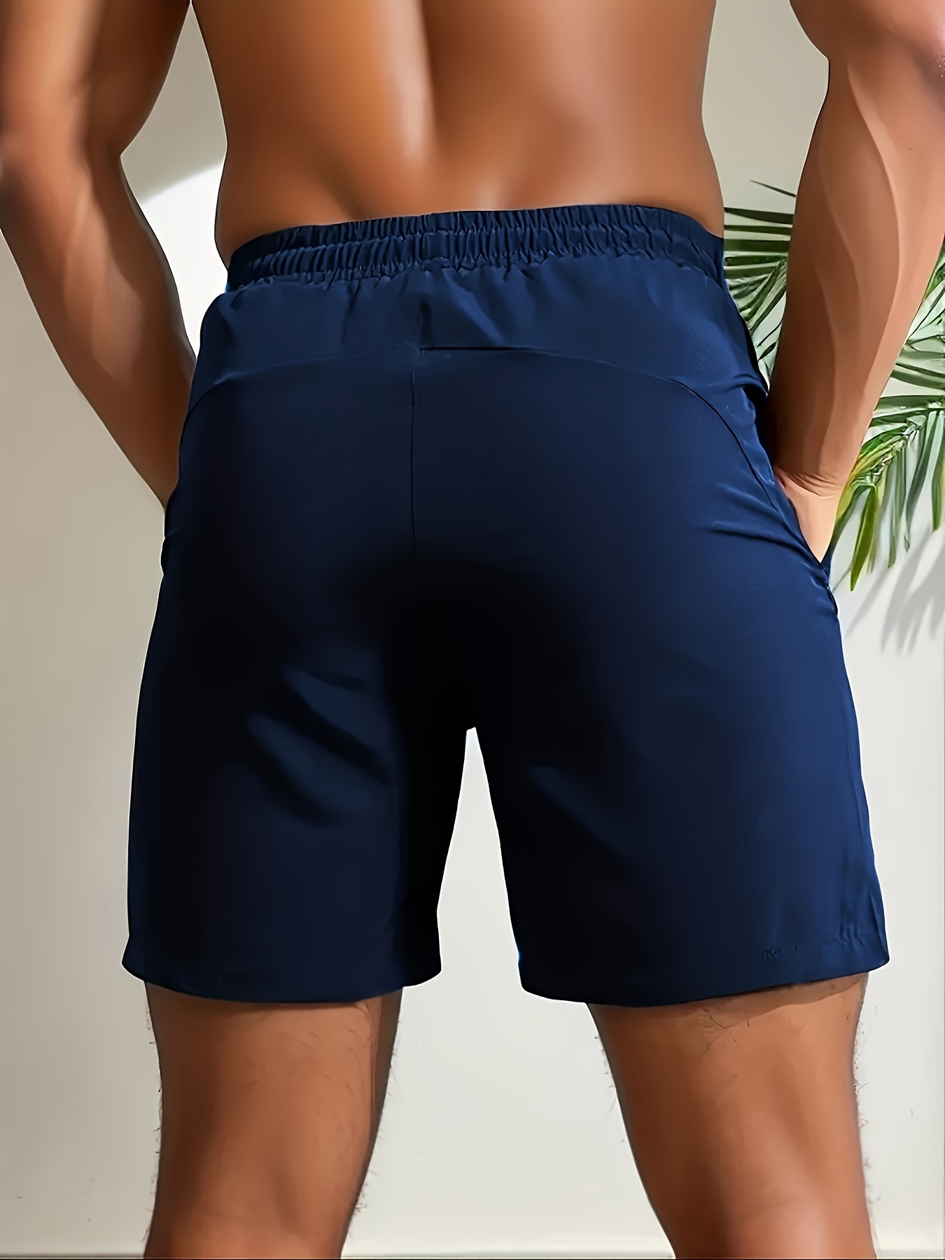 Men's Casual Black Drawstring Shorts with Zipper Pockets - Lightweight Polyester, Letter Print, Ideal for Summer Workouts & Beach Activities