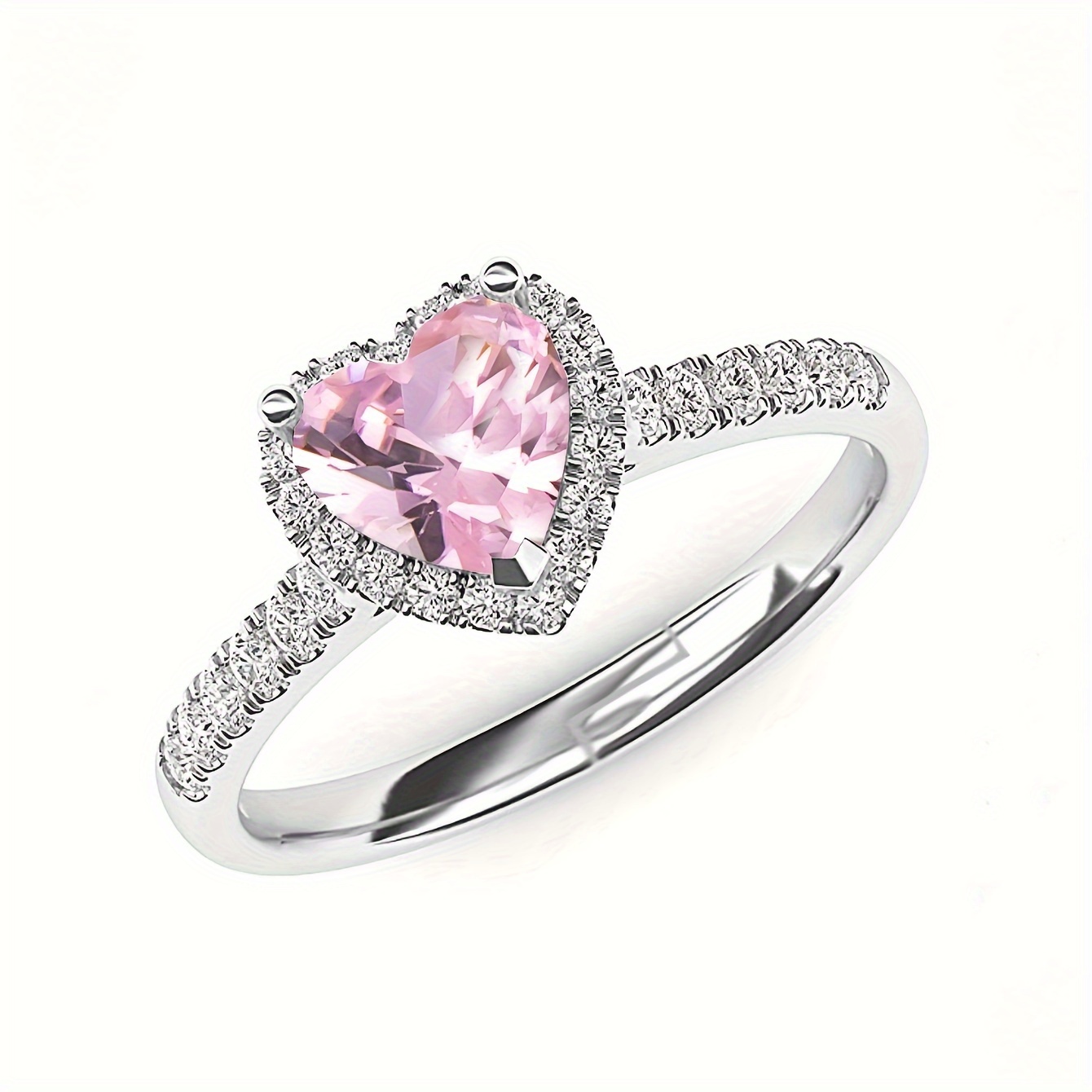 TEMU Anillo elegante ajustable con forma de corazón brillante con circonita cúbica, joyería de moda chic, regalo para mujeres, regalo ideal para