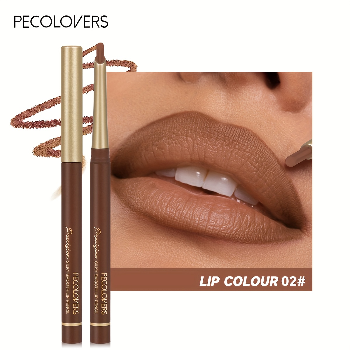 Image of Matte Lip Liner Pencil With A Six-color Range, Featuring A Beveled Tip For Contouring Lips. This Nude Brown Lipstick Pencil End And Is Waterproof For Long-lasting Wear