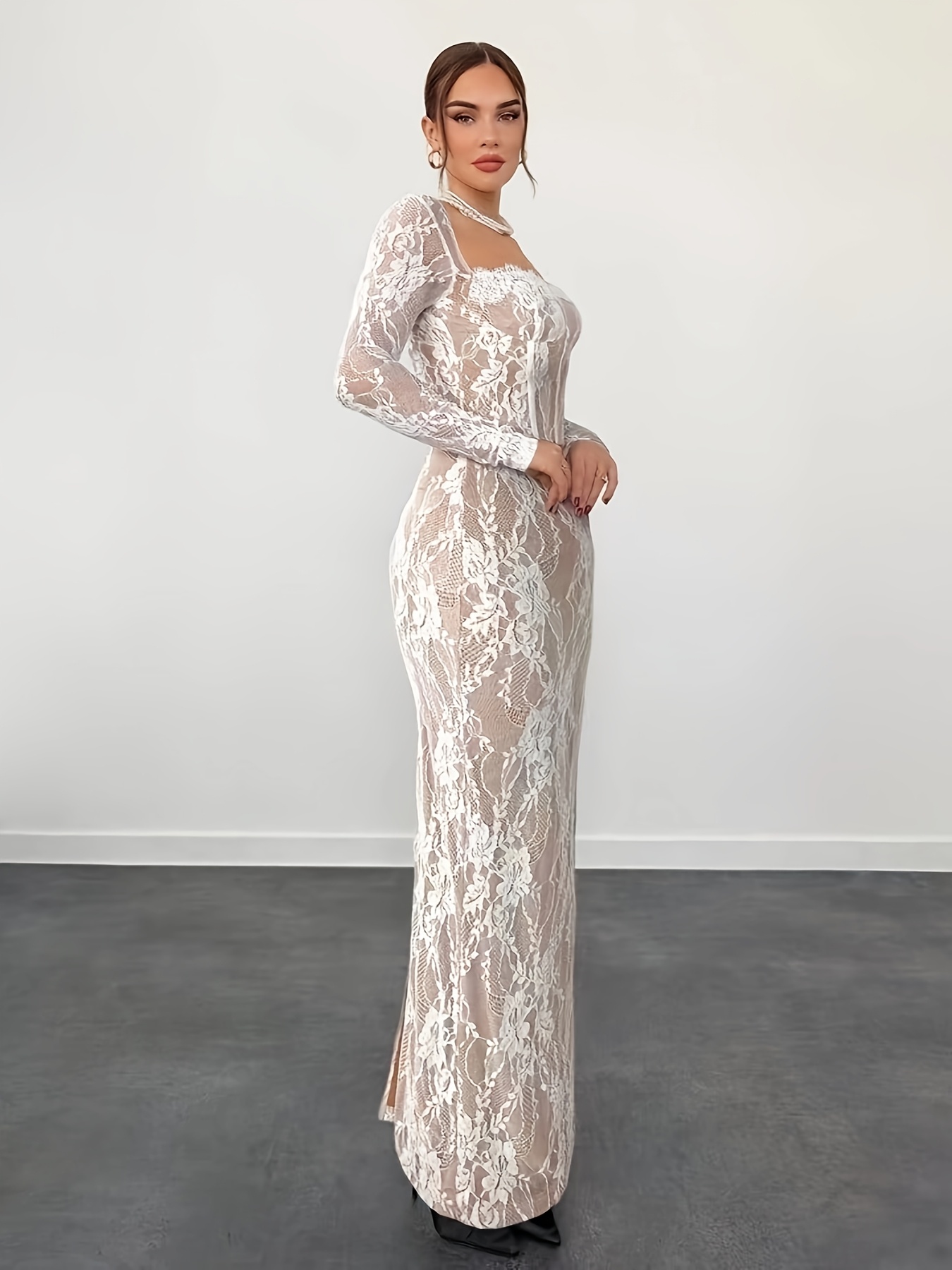 lace wedding dress cap sleeves Elegant Lace Appliques Cap Sleeves Chiffon Wedding Dresses With Leg Slit