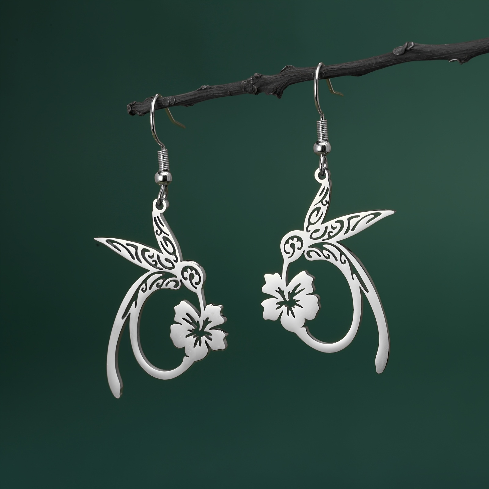 TEMU 1 Paire de Boucles d'Oreilles en Acier Inoxydable Creux de Haute Qualité - Boucles d'Oreilles Élégantes et Haut de Gamme pour Femmes, Adaptées à