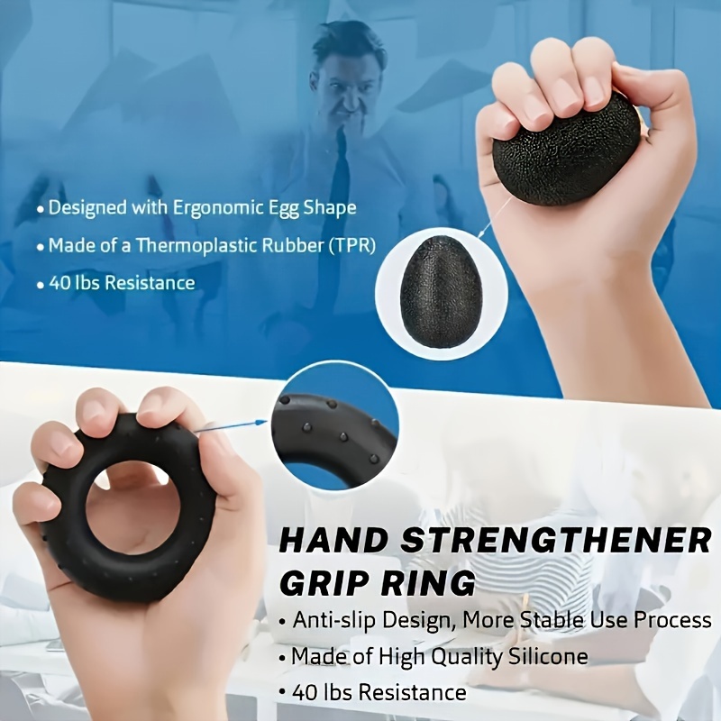 5pcs Adjustable Grip Strength Trainers Kit, Includes Forearm Strengthener, Adjustable Fingers Exerciser, Fingers Stretching Band, Grip Ring, Fingers Exercise Ball, For Resistance & Strength Training