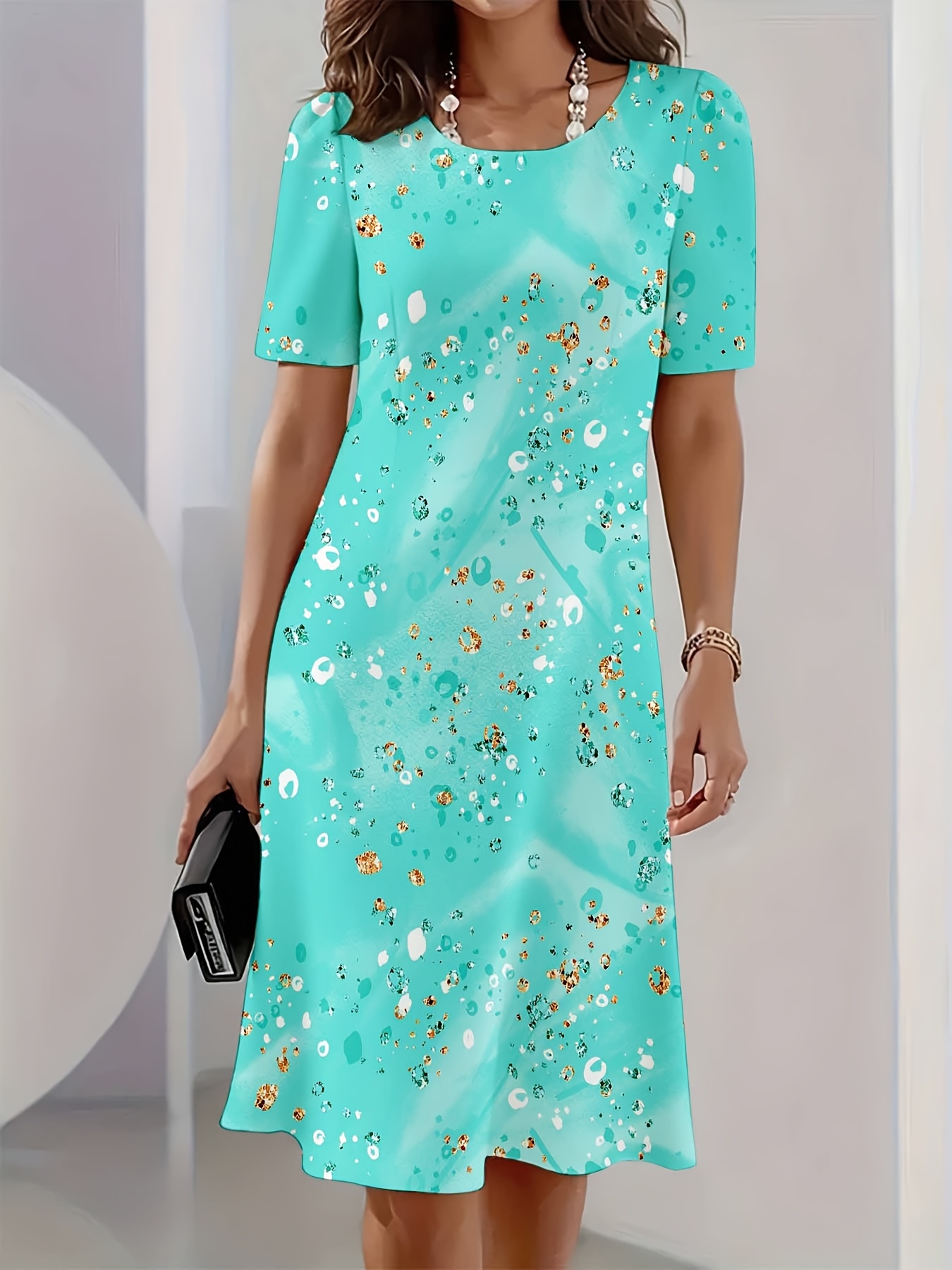 turquoise casual dresses Italian Satin Silk Maxi Slip Dress main image 1