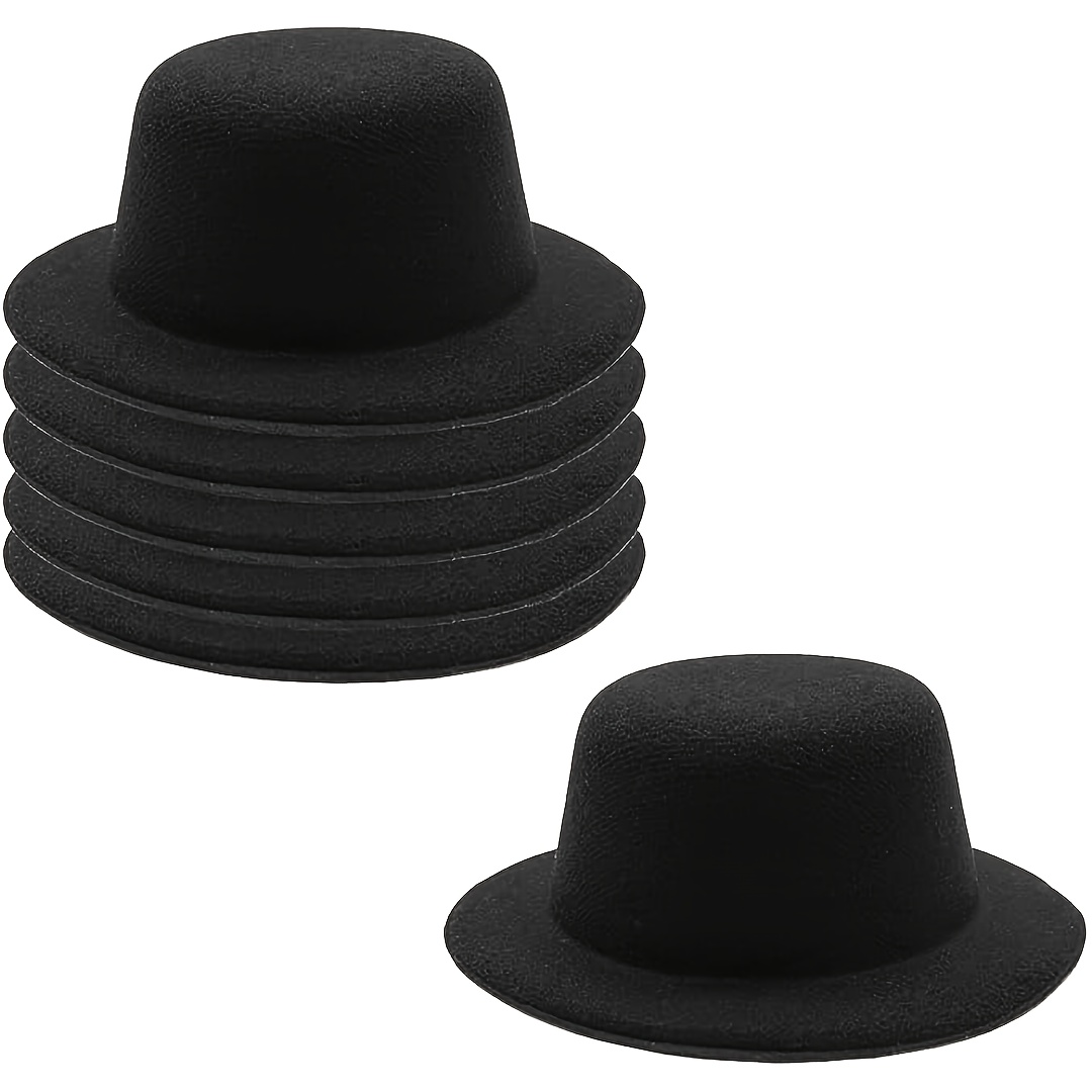 

6pcs Black Mini Formal Hats 5.1" - Diy Crafts, Hair Accessories & Pet Decorations