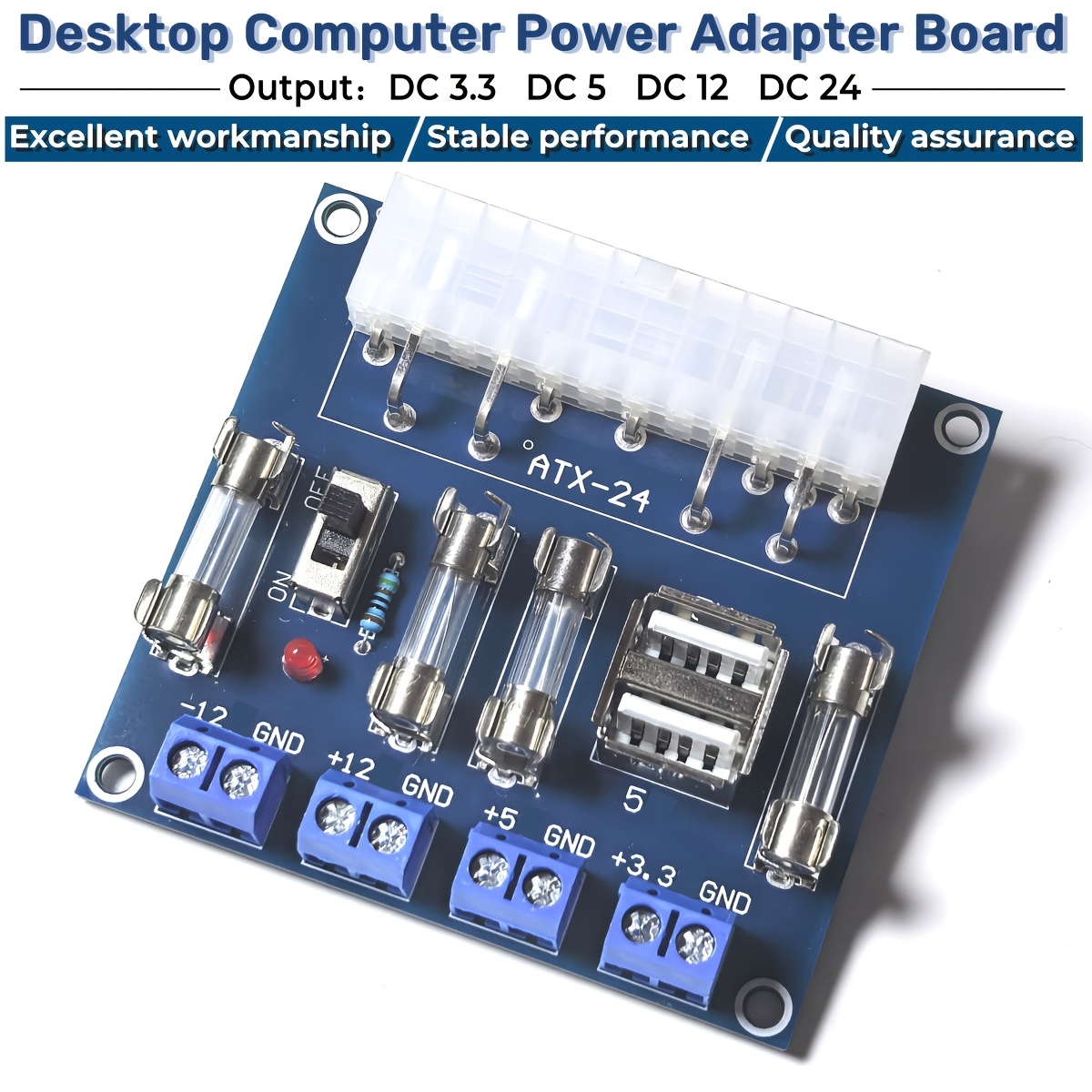 

Diy 20/24pin Atx Desktop Computer Power Adapter Board, Composite Material, Uncharged, No Battery, No Laser - Supply For Custom Builds