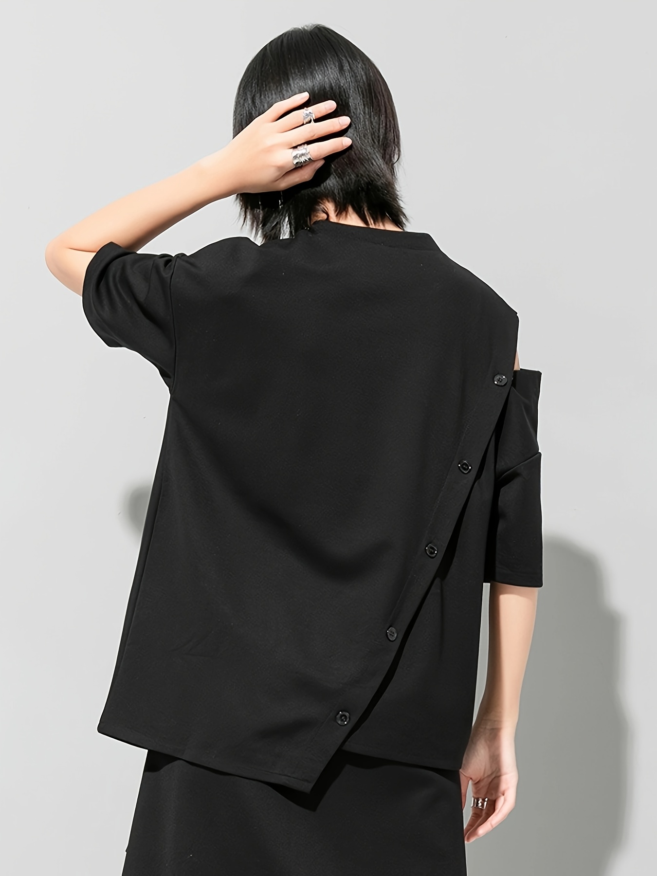Asymmetrical Button Up Off The Shoulder Top Garage Off Shoulder