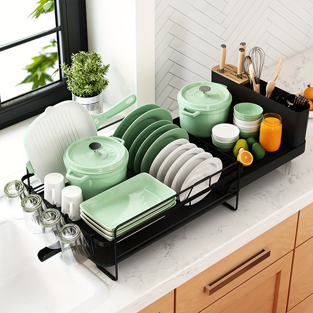 

Multifunctional Dish Rack And Drainboard Set, Anti-rust Large Dish Drying Rack, Extendable Drying Dish Rack, Perfect Dish Drying Rack For Kitchenware