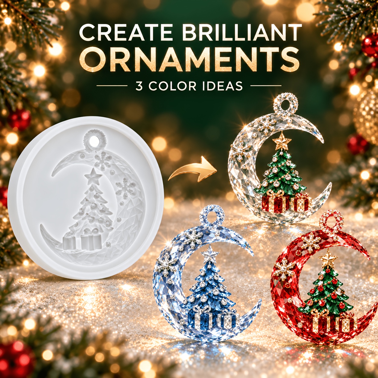 TEMU Resin Silicone Mold Suitable For Resin Casting - & Christmas Tree Ornament Mold With Hanging Hole, Fine Relief Mould For Holiday Window Decor,