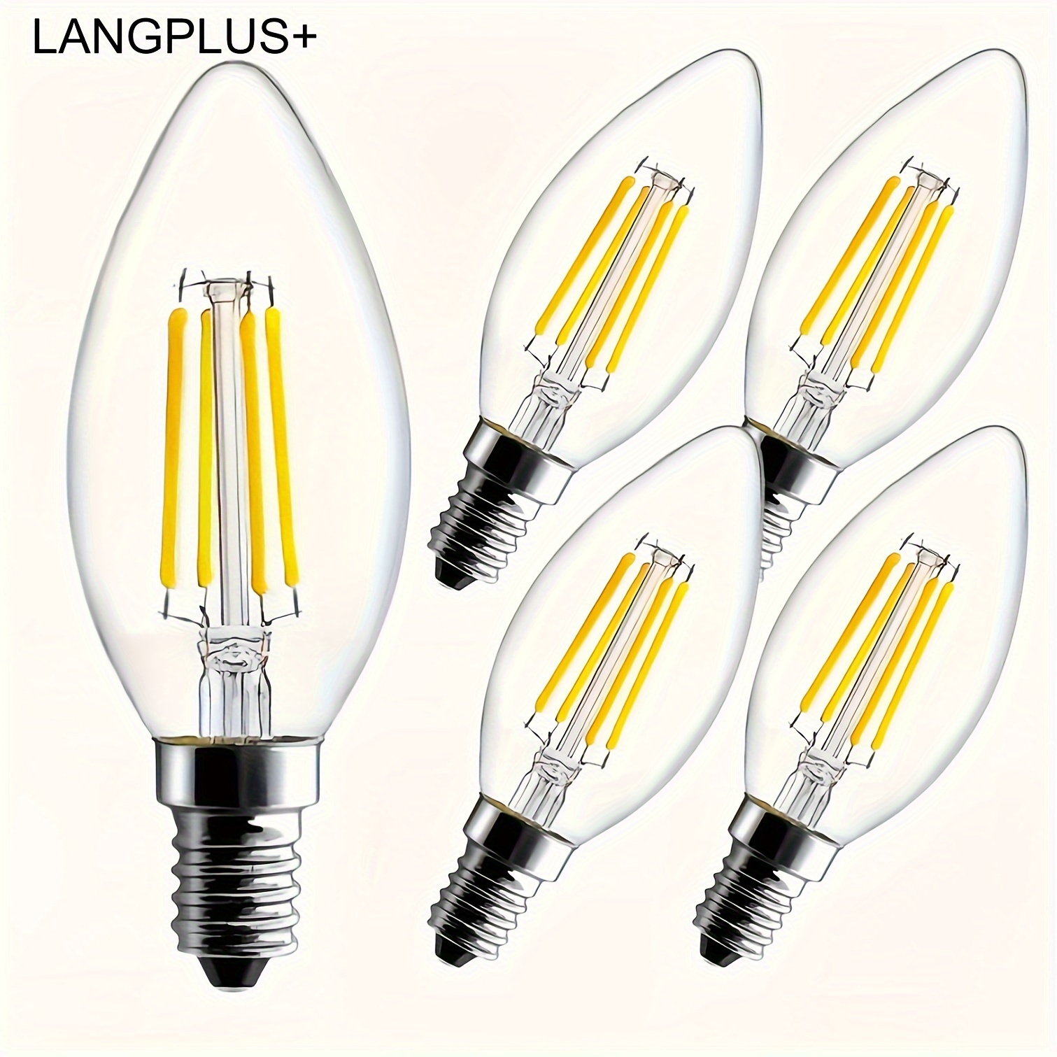 

5/10 Pack, Ampoule LED C35 E14, Dimmable, 220-240V 580-600 2700K Blanc Chaud Équivalent à une ampoule à de 60w, Meilleur remplacement pour les ampoules halogènes et à , Ampoules LED candélabres