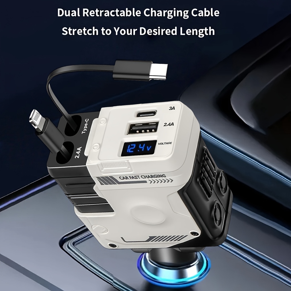 66W Mecha Style Car Retractable Charger
