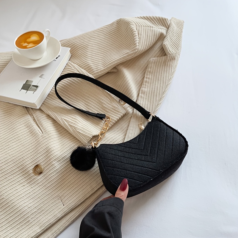 TEMU 1pc V-shaped Quilted Shoulder Bag, Vintage Underarm Bag, Women' Hobo Bag, Fashionable Everyday Crossbody Shoulder Bag