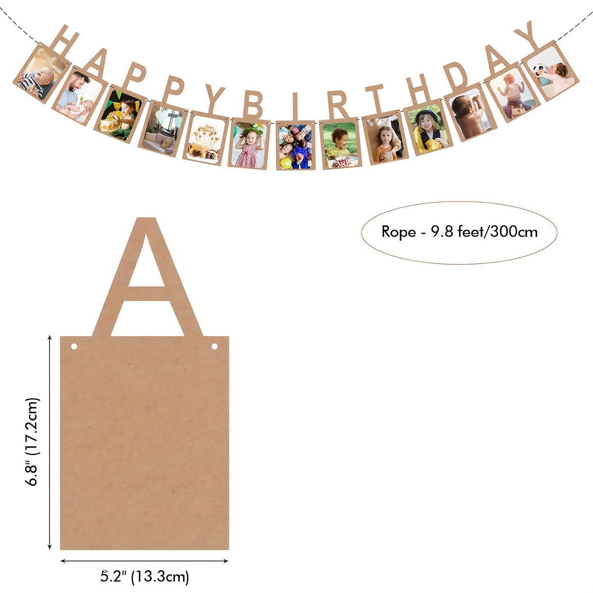 1pc Birthday Photo Banner With String And Plastic Pins, Happy Birthday Paper Decoration For Adult Parties