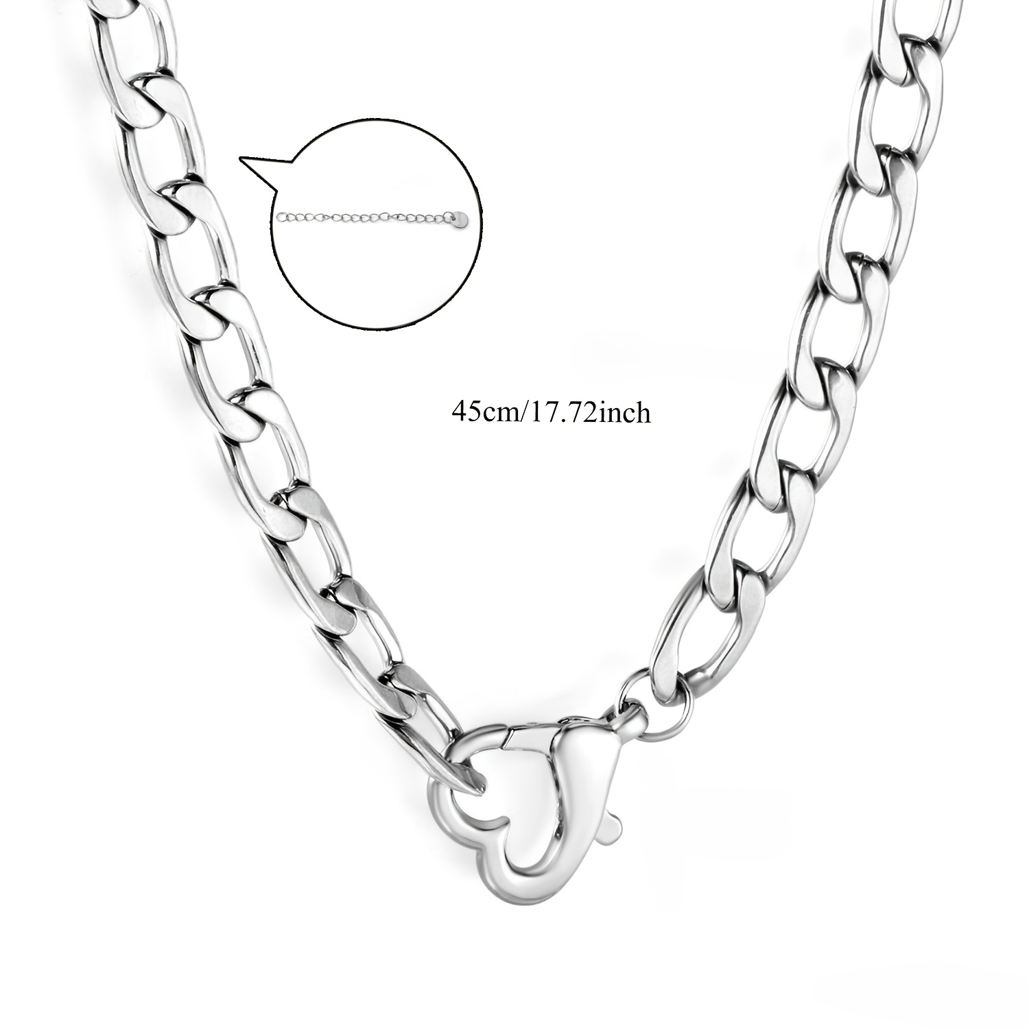 Chunky Silvery Link Chain Necklace, Gift for Her