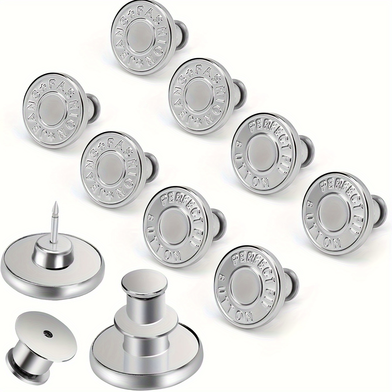 

6pcs Instant Buttons, Jean Replacement Buttons Removable Button No Sew Buttons To Extend Or Reduce, To Any Pants Waist