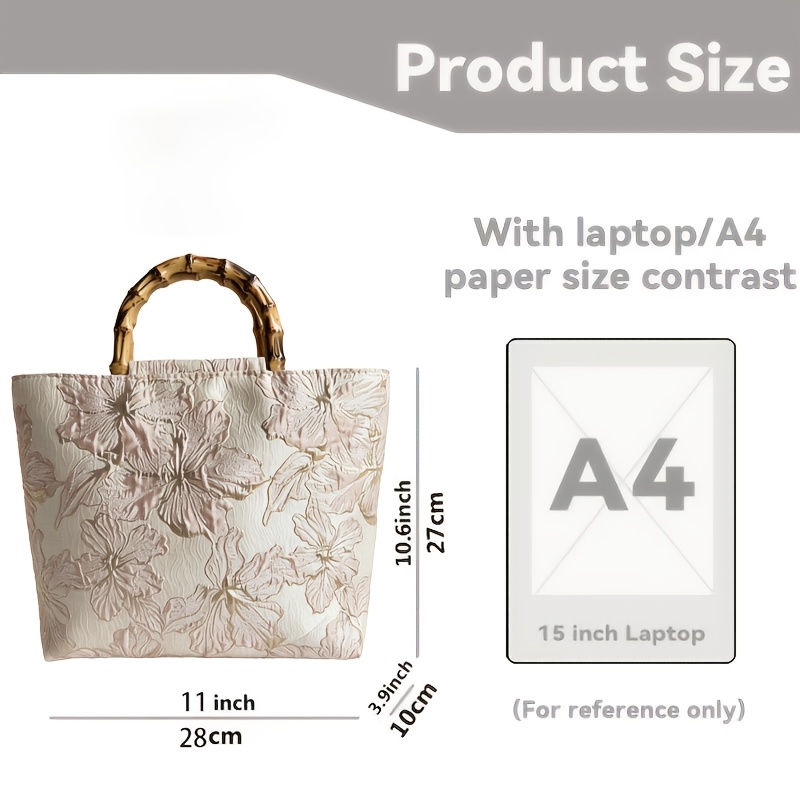 TEMU Vintage Light Luxury Pink Floral Hot- Women's Tote Bag, High-quality Exquisite And Elegant Handbag, Versatile Style For European And American