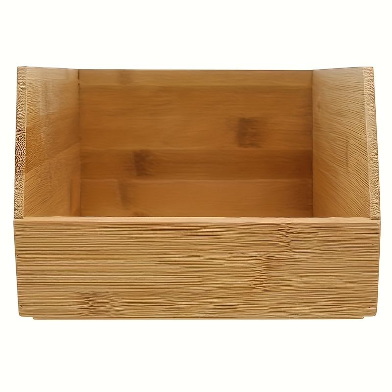 1pc Bamboo Storage Box, Stackable Organizer, Kitchen Storage Box, Desktop Organizer, Storage Crate, Natural Wood End, Suitable For Organizing Office And Bedroom Clutter, For Home Organization