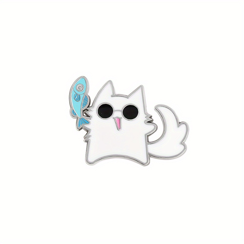 

Anime Cat With Fish Enamel Pin - Alloy Brooch, Decorative Lapel Badge, Jewelry Accessory Gift