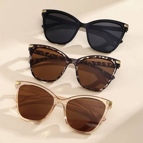 set de 3 bucăți de pisică pentru femei, combinație -în-unul, ochelari la modă, ochelari decorativi și trendy