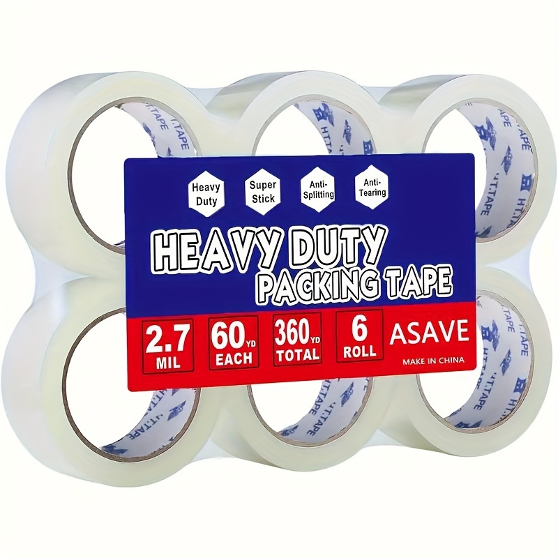 

3-pack Heavy Duty Packing Tape, 2.7 Mil , 1.78" X 60 Yards , Waterproof Carton Sealing, For Shipping & Moving, Plastic Material