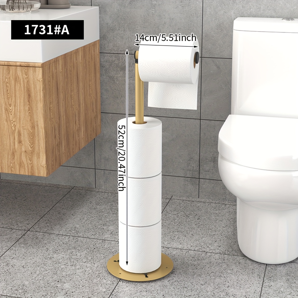 TEMU 1pc No-punch Self-adhesive Toilet Paper Holder - Modern , Sturdy Durable Metal Construction, Wall-mounted Bathroom Organizer For Paper Rolls &