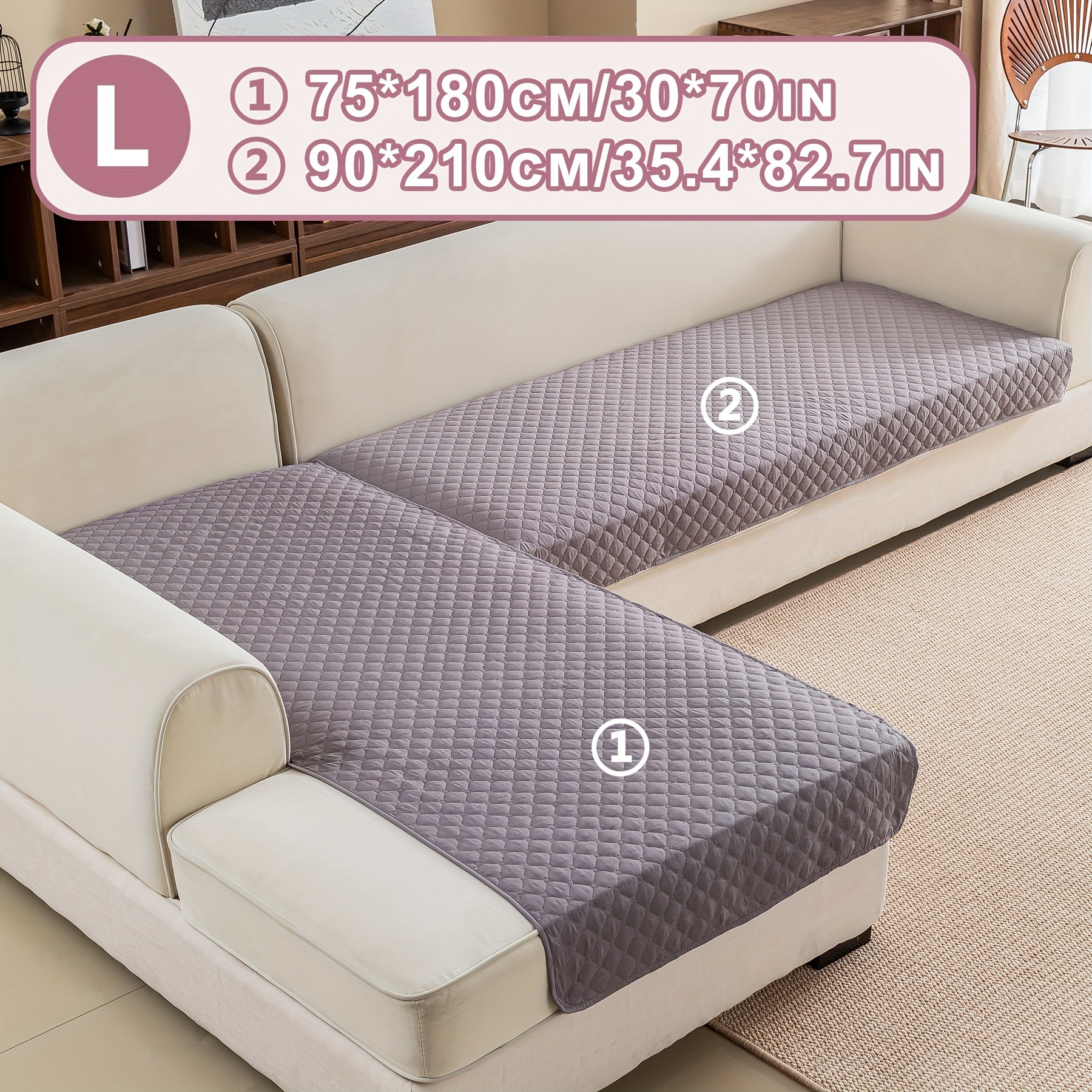 2pcs L-shaped Sofa Protectors, Pet Sofa Mats, Wear-resistant And Non-slip Sofa Covers, Suitable For L-shaped Sofas, Machine Washable