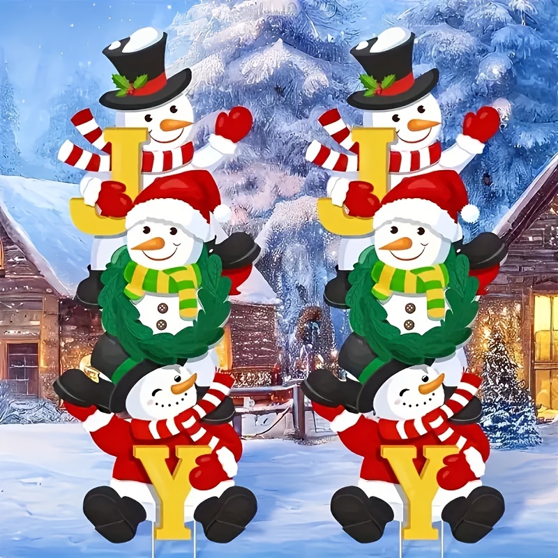 

Large Snowman Christmas Yard Signs - Plastic, Stake-style Outdoor Holiday Decorations For Party , Christmas Decor