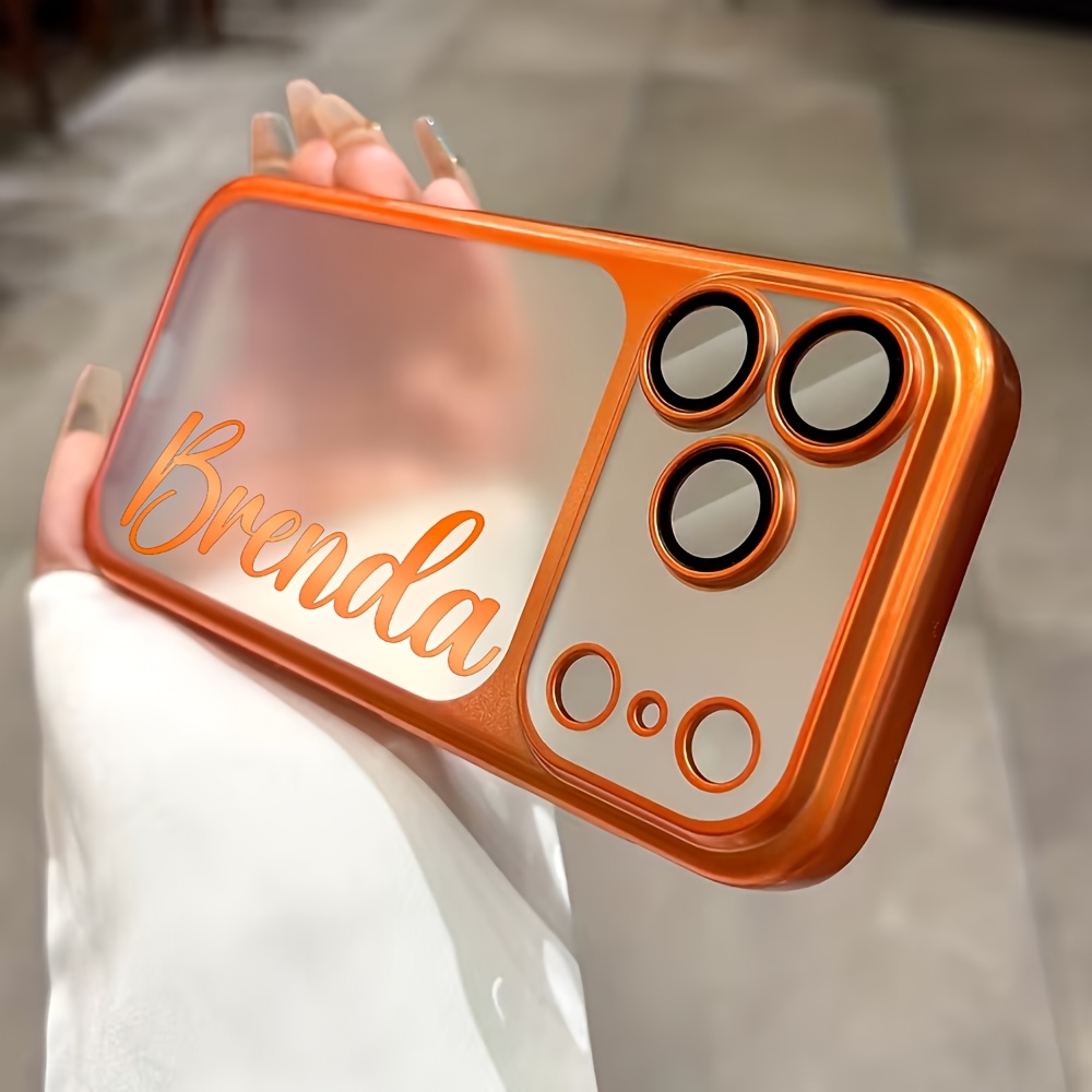 TEMU Phone Case - Personalized Custom Diy Name Electroplated Frame Phone Case Compatible With Iphone17 16 15 17 16 15 Pro Electroplated Frame