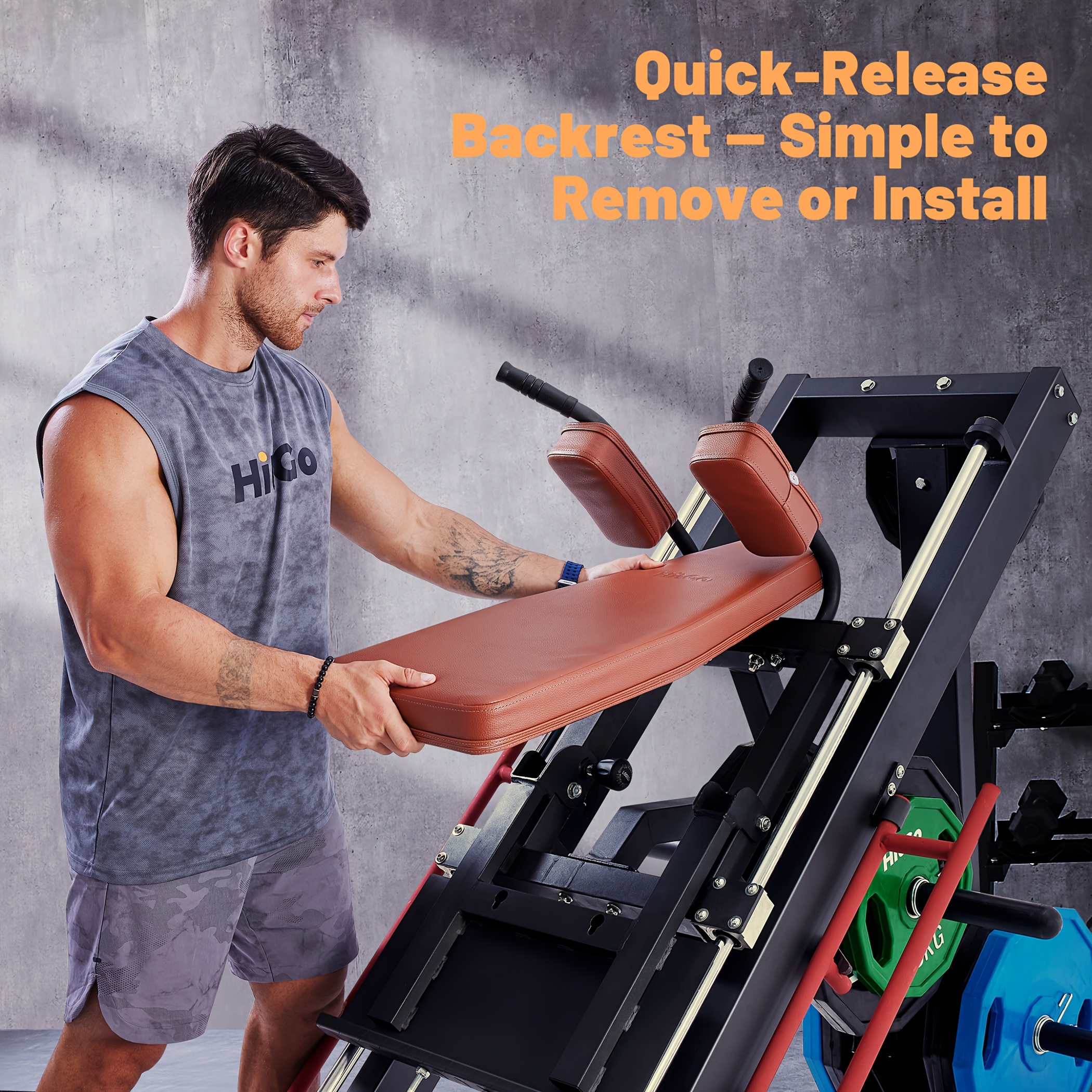 1   squat leg press combo machine convertible lower body trainer with heavy duty   adjustable   padded seat   in and grey Product details 5