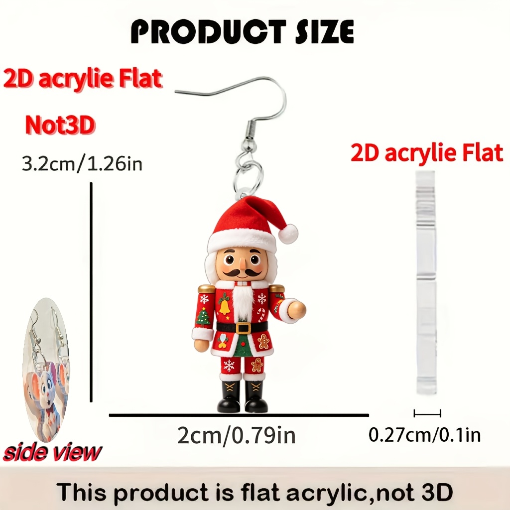 Nutcracker Acrylic Pendant Earrings for Christmas