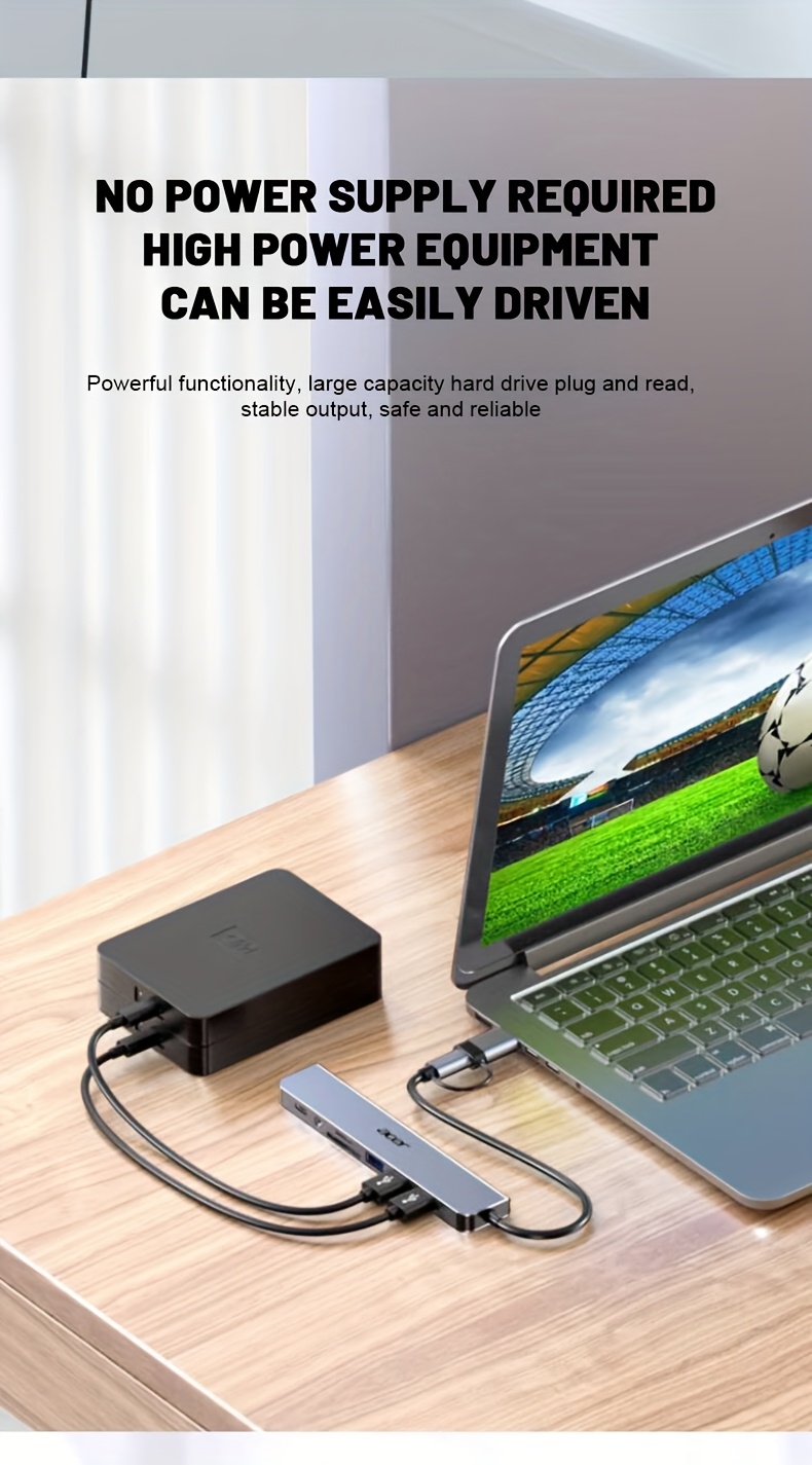 Acer HY41-T8 8-in-1 USB-C/USB Dual Interface Expansion Dock with 480Mbps Speed, USB-C Type-C/USB-C Dual Ports, Usb-c Hub