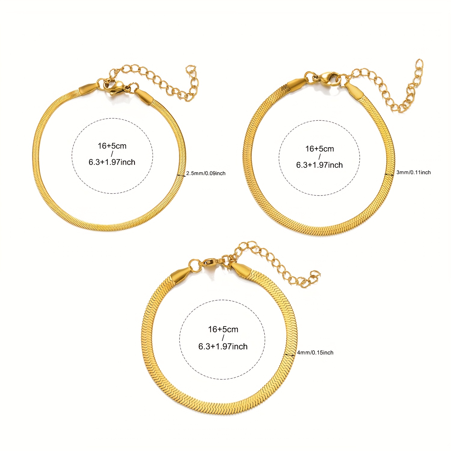 Stainless Steel Flat Bone Chain Bracelet for Women