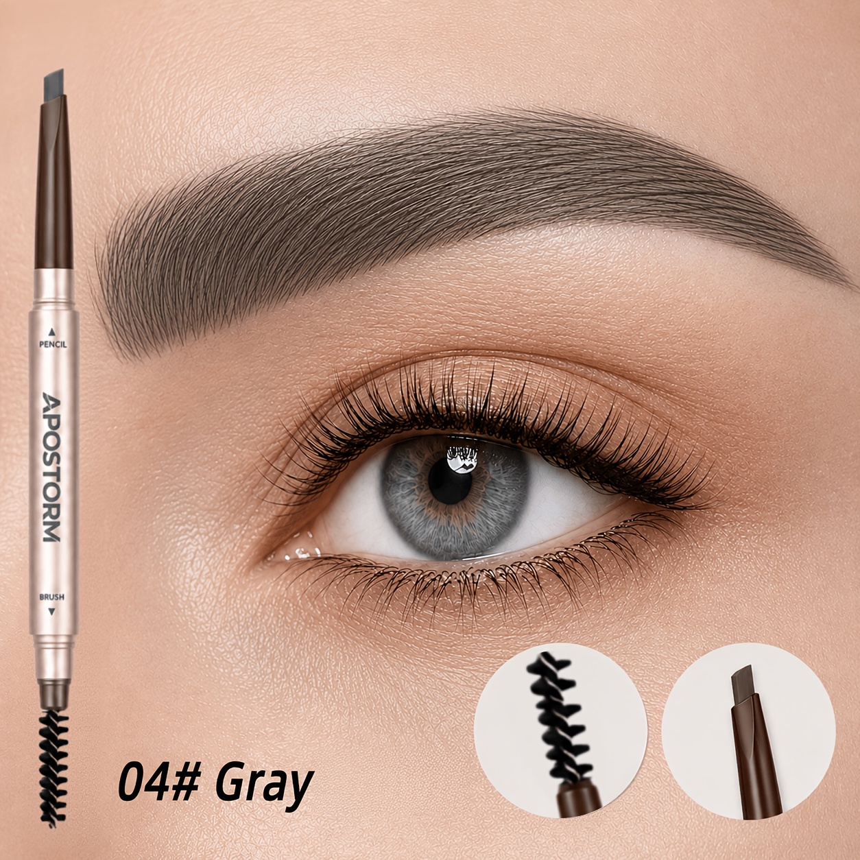 Rose Golden Triangular Eyebrow Pen, Dual End for Brows