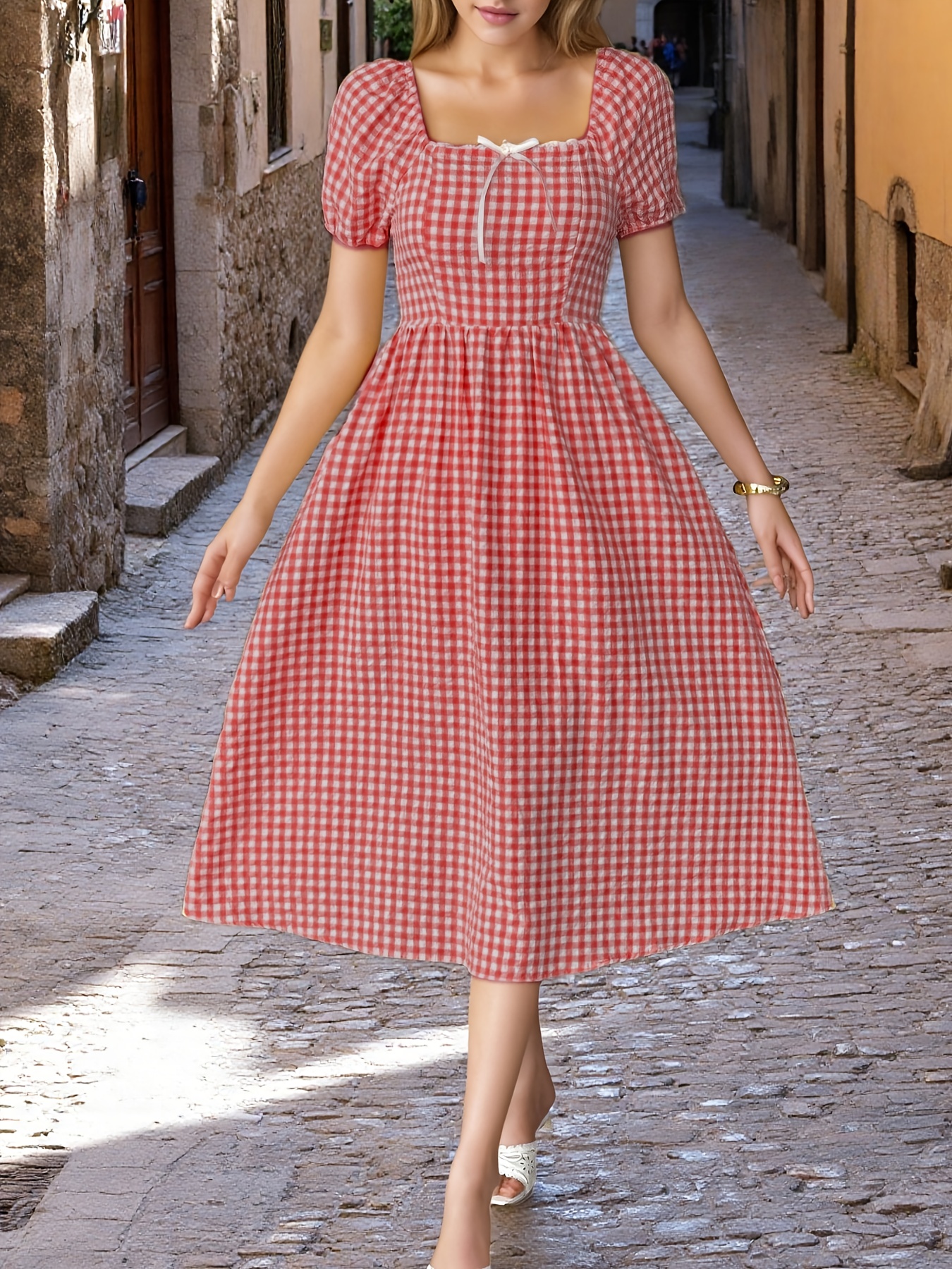 french style romantic yellow dress elegant - Temu