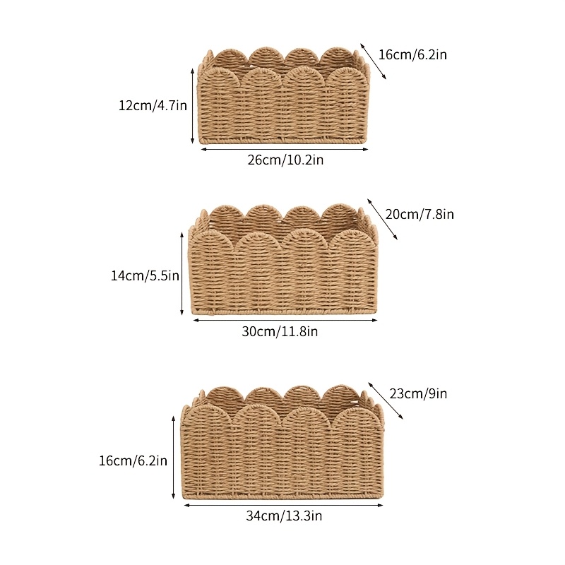 TEMU Large Capacity Woven Storage Basket Suitable For Clothes,, Kitchen & Office - Multi- Fabric Basket With Woven, Rope Binding For Organization,