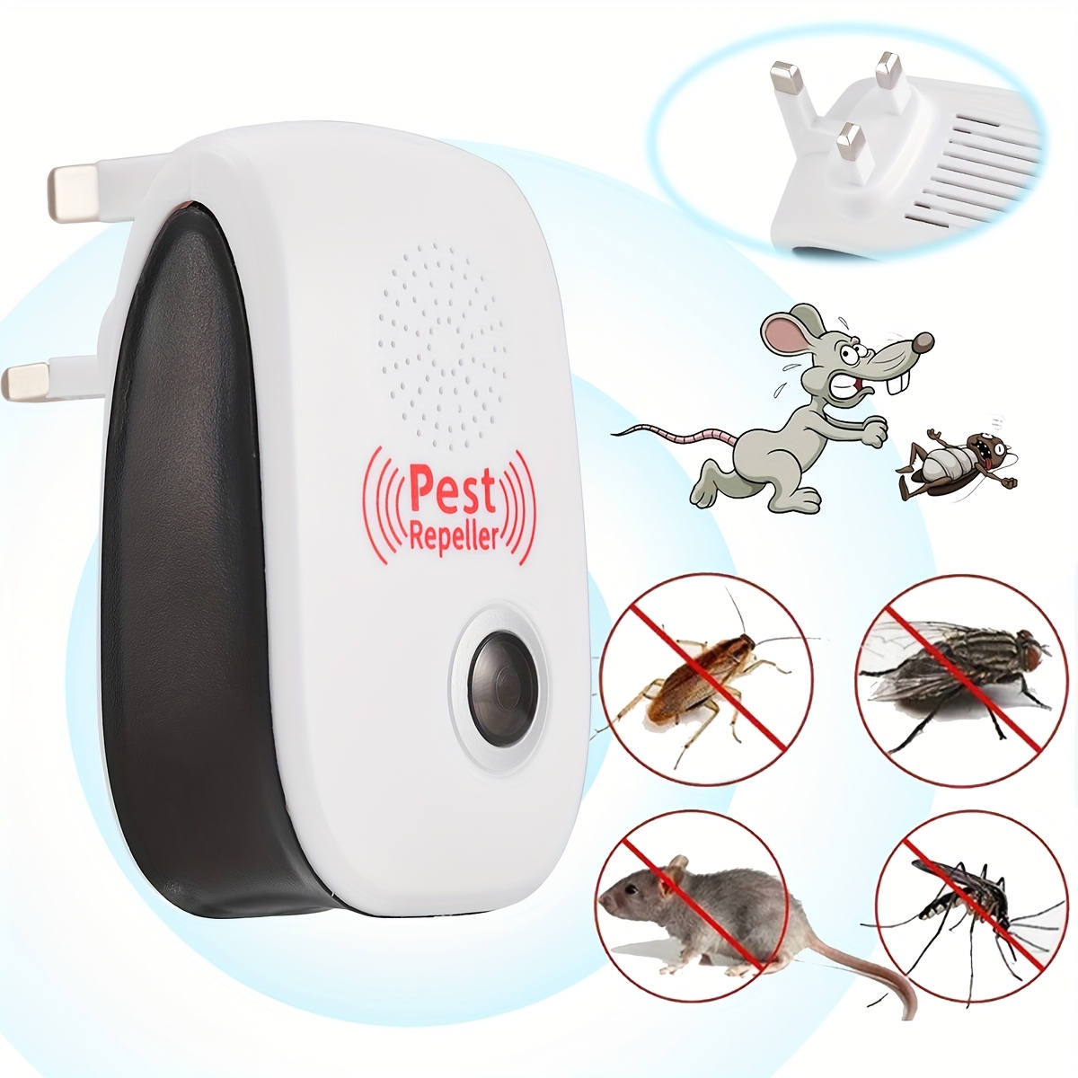 TEMU 1pc Technology Plug-in Indoor Insect Repellent For Pest Control For Fleas, Insects, , Rats, Rats, , Ants, , Electronic Plug Insect Repellent