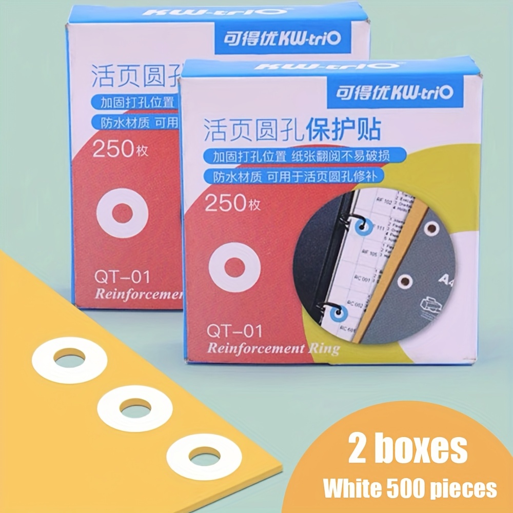 Image of 500 Adhesive Round Hole Protectors For Loose-leaf Paper, Dot Stickers For Planner Hole Punching, Repair Hole Stickers, Used For Protection Of Documents And Pages