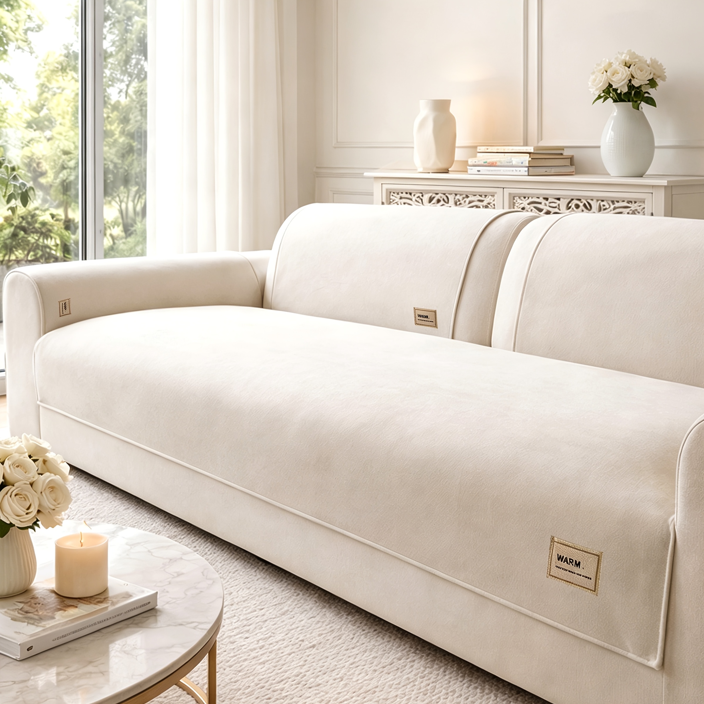 TEMU 1pc Easy Light Luxury Sherpa Sofa Cushion, Pet-friendly Sofa Cover, Non-slip And Non-shifting, Use, Machine Washable And Hand Washable, ,