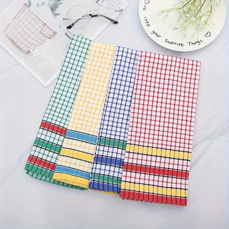 

1/4pcs Large Kitchen Dish Towel, Absorbent Super Soft Cotton Dish Cloth, Bright Color Tea/bar Towel For Washing Drying Dish And Home