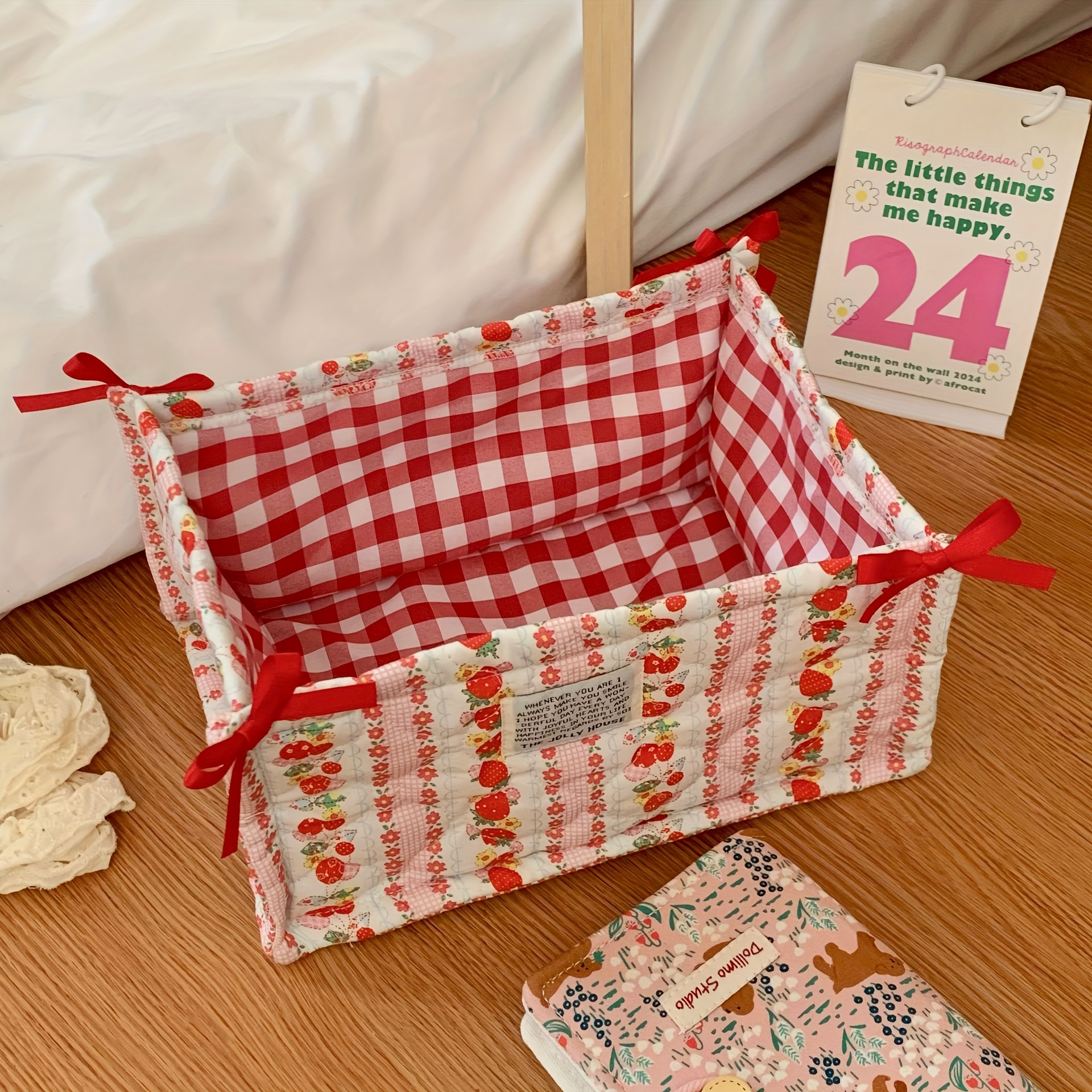 E-shop Niedlicher gesteppter Aufbewahrungskorb, Desktop-Gut-Aufbewahrungskorb, Aufbewahrungsbox für , Snacks, Sortiertasche für kleine Gegenstände,